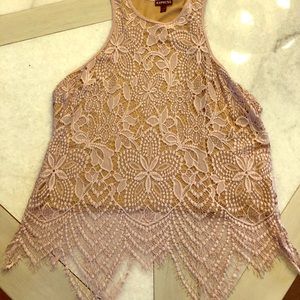Lace tank from Express in blush pink